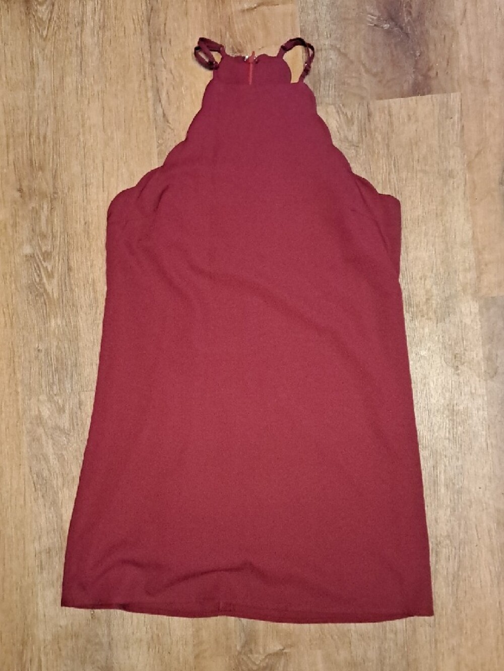 Lulu's Sleeveless Wine-Colored Scalloped Top Mini Dress Size M